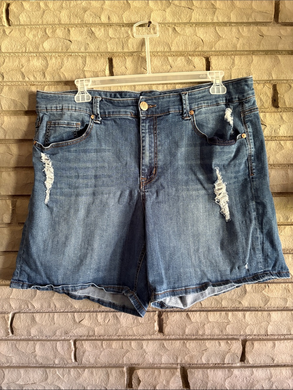 Women's Distressed Denim Shorts - Blue